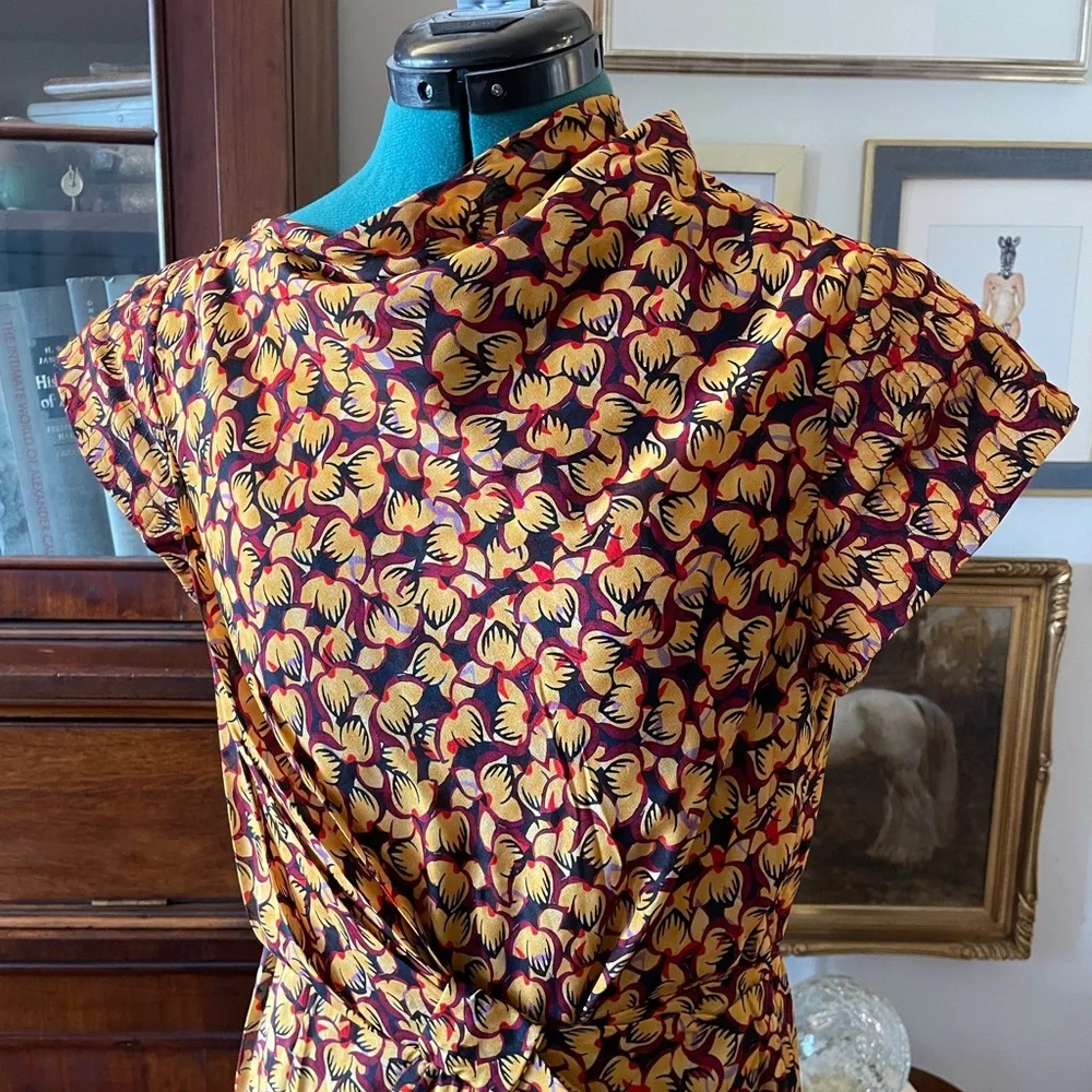 SALONI Pemala Sun Yellow and Black Floral Midi Dress NWT - Picture 5 of 7
